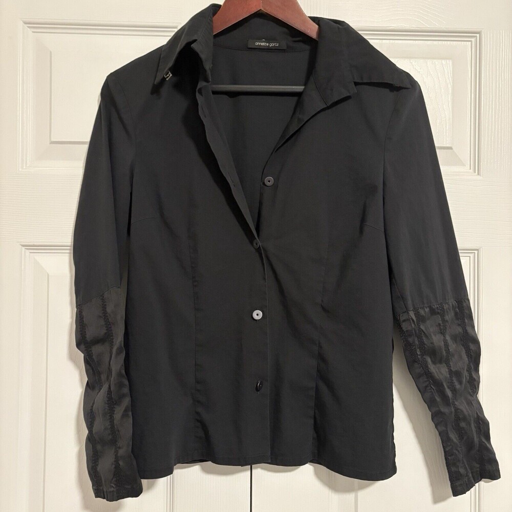 Women’s Annette Gortz Black Button Blouse Top Size 34